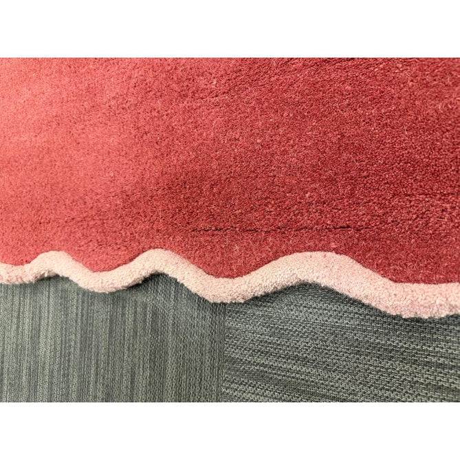 Scalloped Elsie Modern Plain Scalloped Border Hand-Woven Wool Warm Coral Red/Dusty Pink Rug