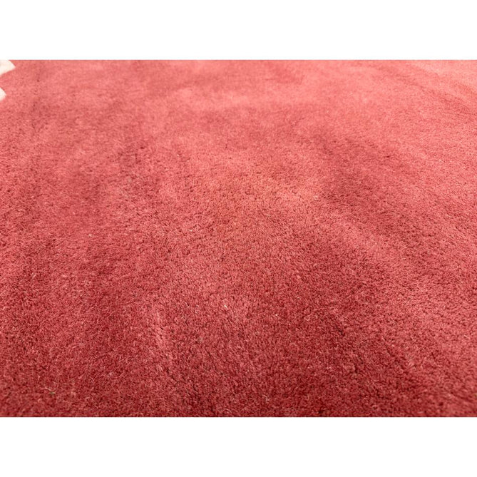 Scalloped Elsie Modern Plain Scalloped Border Hand-Woven Wool Warm Coral Red/Dusty Pink Rug