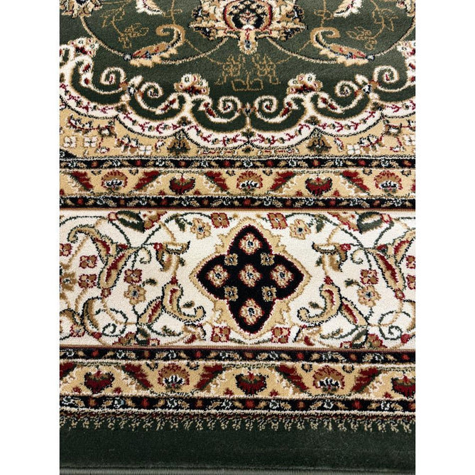 Victoria Traditional Persian Medallion Floral Border Soft Carved Hi-Low Durable Polypropylene Green Rug