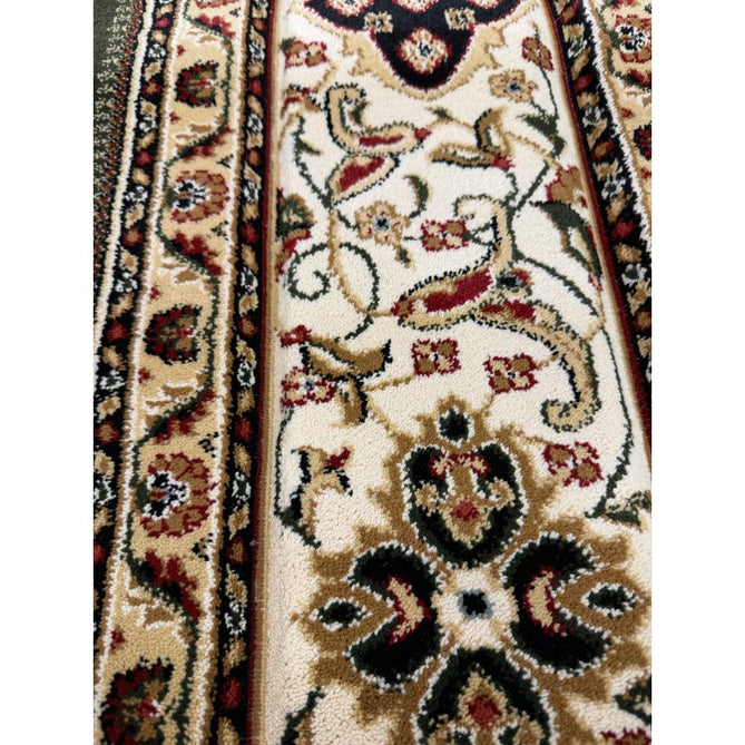 Victoria Traditional Persian Medallion Floral Border Soft Carved Hi-Low Durable Polypropylene Green Rug