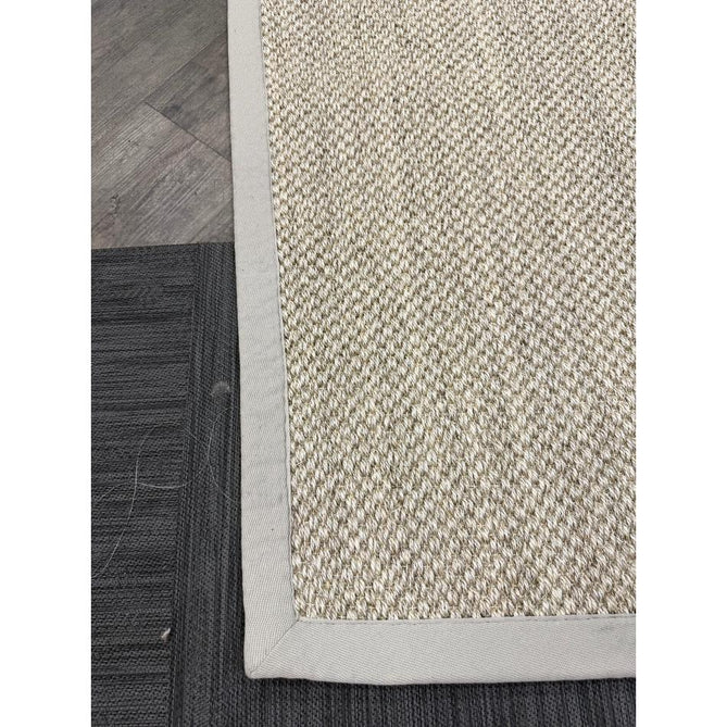 Sisal Border Plain Hand-Woven Textured Natural Fibre Flatweave Light Beige/Sand Border Rug