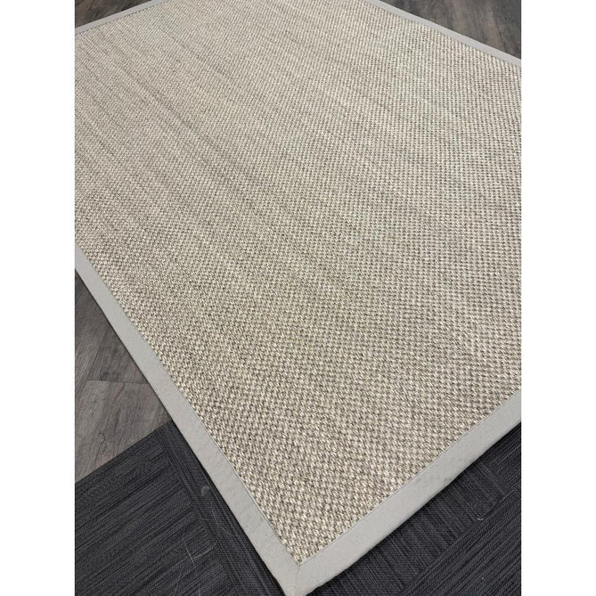 Sisal Border Plain Hand-Woven Textured Natural Fibre Flatweave Light Beige/Sand Border Rug