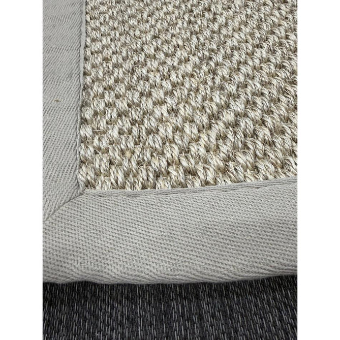 Sisal Border Plain Hand-Woven Textured Natural Fibre Flatweave Light Beige/Sand Border Rug