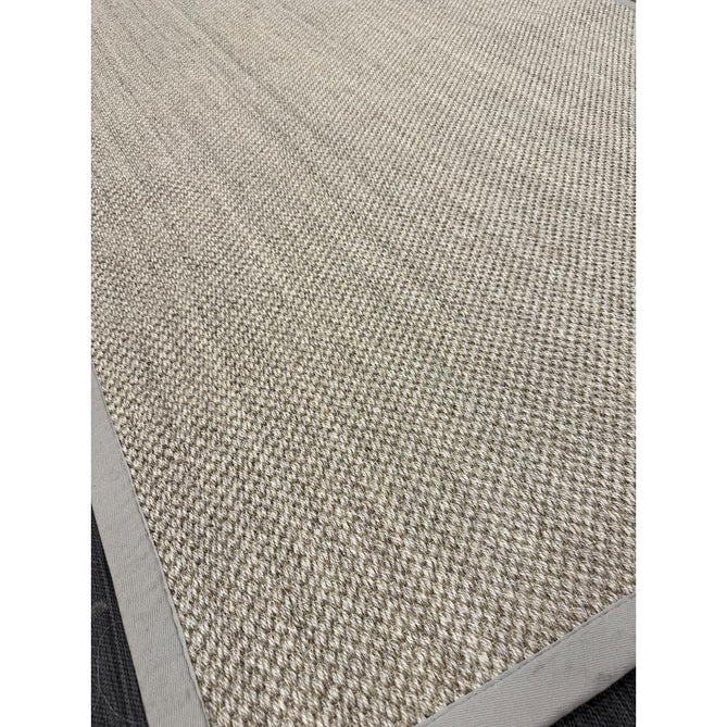 Sisal Border Plain Hand-Woven Textured Natural Fibre Flatweave Light Beige/Sand Border Rug