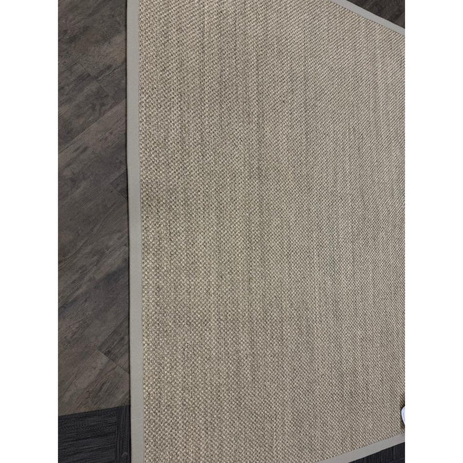 Sisal Border Plain Hand-Woven Textured Natural Fibre Flatweave Light Beige/Sand Border Rug