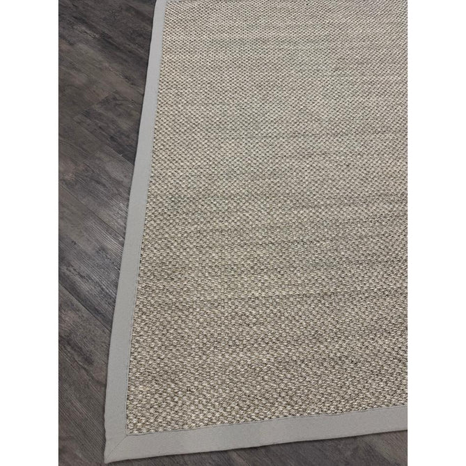 Sisal Border Plain Hand-Woven Textured Natural Fibre Flatweave Light Beige/Sand Border Rug
