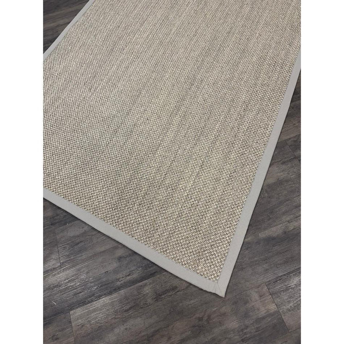 Sisal Border Plain Hand-Woven Textured Natural Fibre Flatweave Light Beige/Sand Border Rug