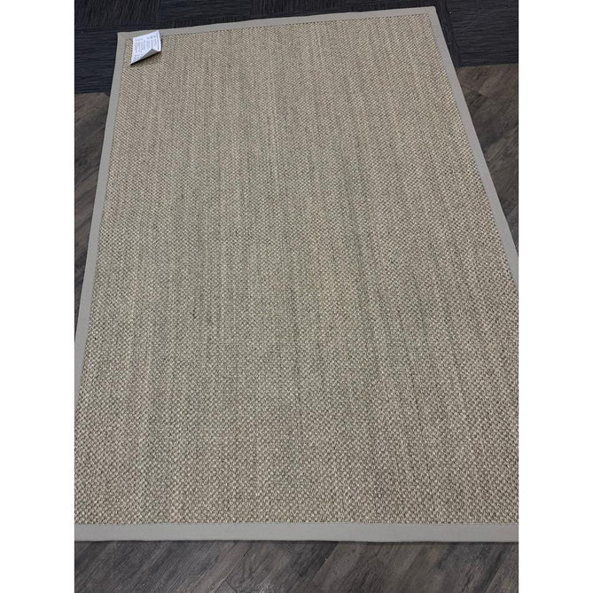 Sisal Border Plain Hand-Woven Textured Natural Fibre Flatweave Light Beige/Sand Border Rug