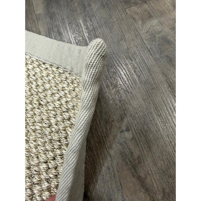 Sisal Border Plain Hand-Woven Textured Natural Fibre Flatweave Light Beige/Sand Border Rug