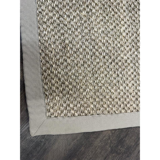 Sisal Border Plain Hand-Woven Textured Natural Fibre Flatweave Light Beige/Sand Border Rug