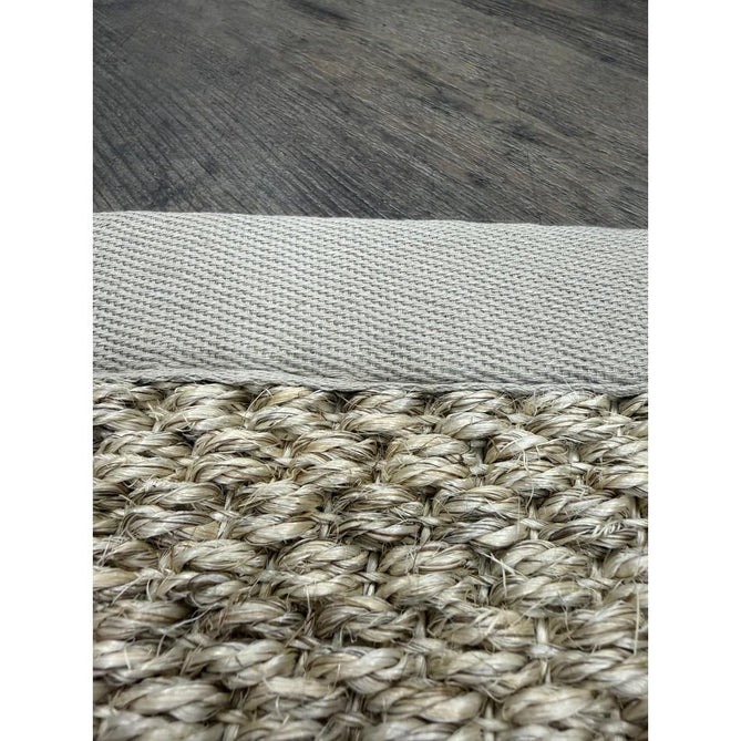 Sisal Border Plain Hand-Woven Textured Natural Fibre Flatweave Light Beige/Sand Border Rug