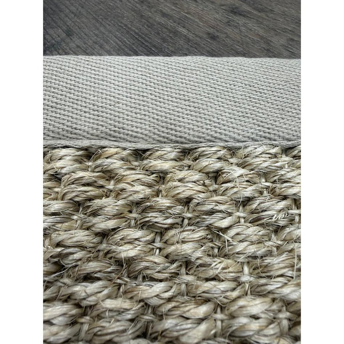 Sisal Border Plain Hand-Woven Textured Natural Fibre Flatweave Light Beige/Sand Border Rug