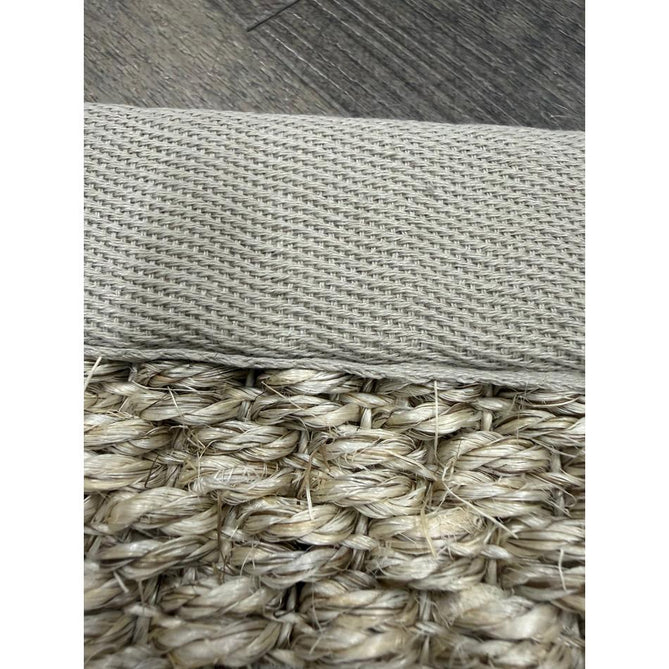 Sisal Border Plain Hand-Woven Textured Natural Fibre Flatweave Light Beige/Sand Border Rug