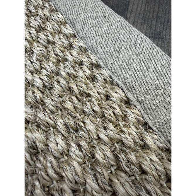 Sisal Border Plain Hand-Woven Textured Natural Fibre Flatweave Light Beige/Sand Border Rug