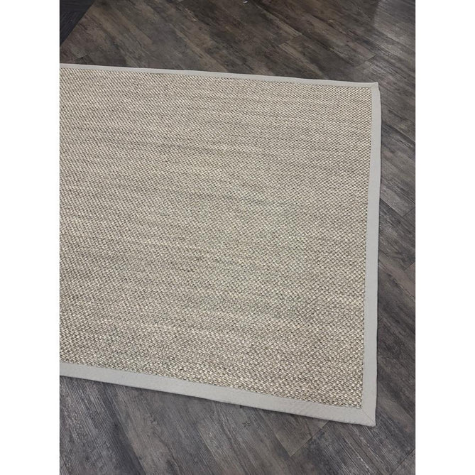 Sisal Border Plain Hand-Woven Textured Natural Fibre Flatweave Light Beige/Sand Border Rug
