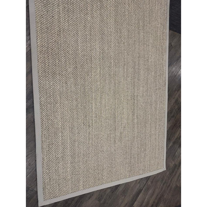 Sisal Border Plain Hand-Woven Textured Natural Fibre Flatweave Light Beige/Sand Border Rug