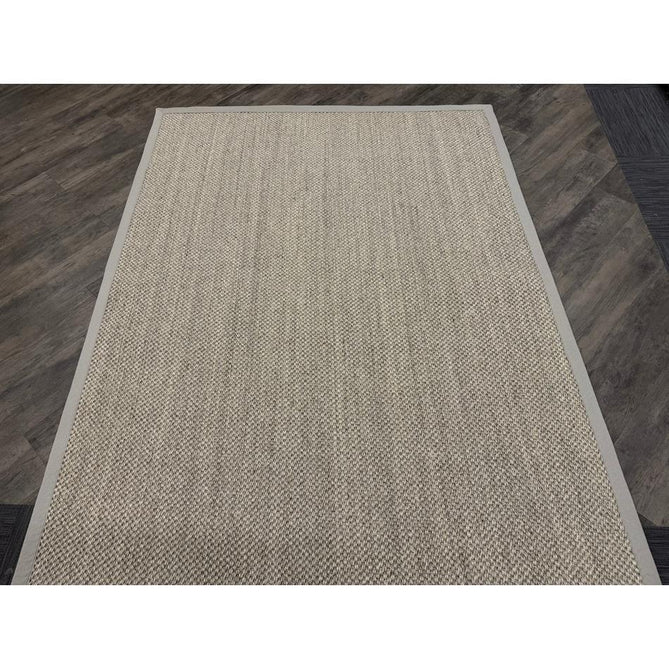 Sisal Border Plain Hand-Woven Textured Natural Fibre Flatweave Light Beige/Sand Border Rug