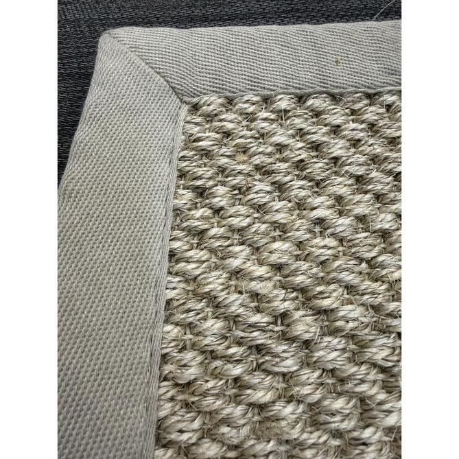 Sisal Border Plain Hand-Woven Textured Natural Fibre Flatweave Light Beige/Sand Border Rug