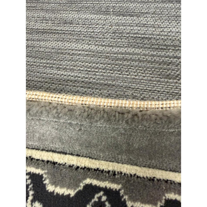 Heritage 4400 Traditional Medallion Floral Tonal Vine Border Soft Carved Hi-Low Durable Polypropylene Mid Grey/Silver/Charcoal/White Rug