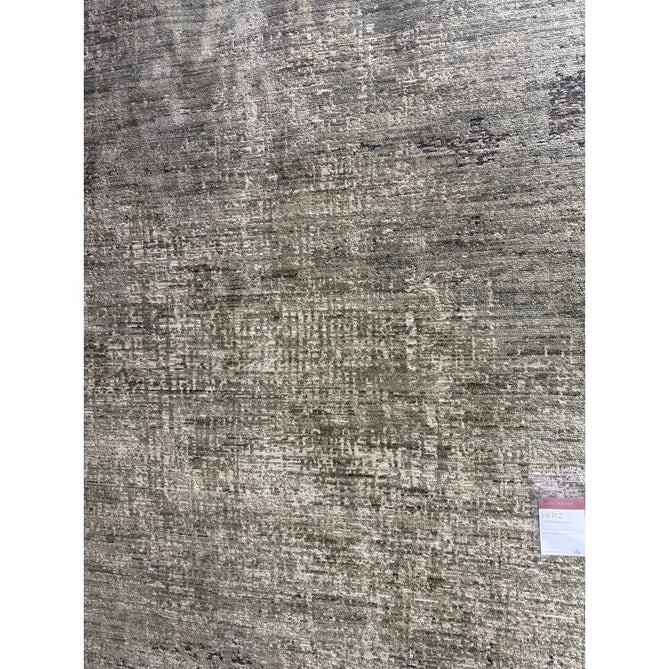 Heriz HE06 Patina Traditional Persian Vintage Distressed Shimmer Tonal Textured Hi-Lo Space-Dyed Soft-Touch Polyester Low-Profile Short Pile Green Rug