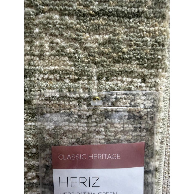 Heriz HE06 Patina Traditional Persian Vintage Distressed Shimmer Tonal Textured Hi-Lo Space-Dyed Soft-Touch Polyester Low-Profile Short Pile Green Rug