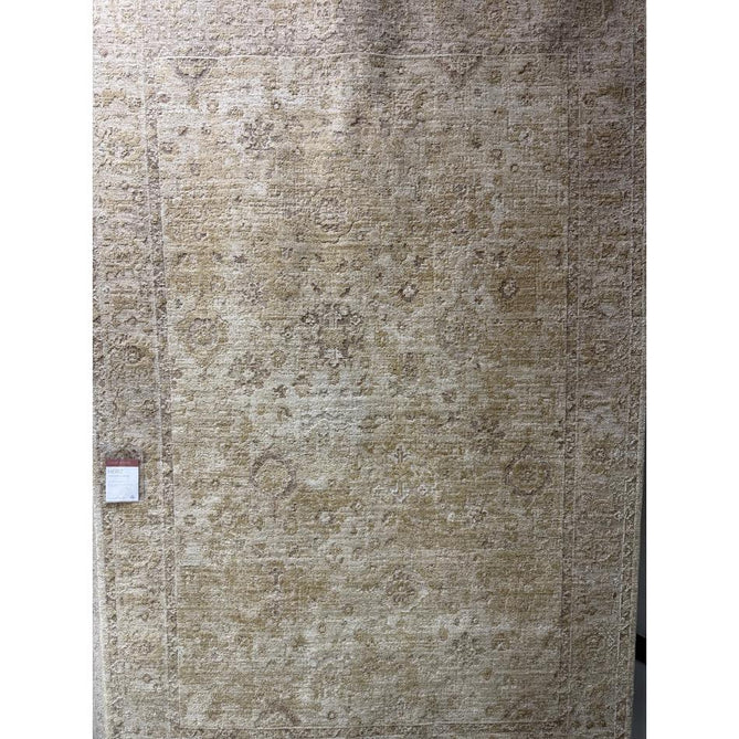 Heriz HE05 Ornate Traditional Persian Vintage Distressed Shimmer Tonal Textured Hi-Lo Space-Dyed Soft-Touch Polyester Low-Profile Short Pile Beige Runner