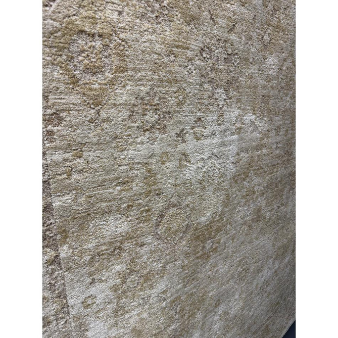 Heriz HE05 Ornate Traditional Persian Vintage Distressed Shimmer Tonal Textured Hi-Lo Space-Dyed Soft-Touch Polyester Low-Profile Short Pile Beige Runner