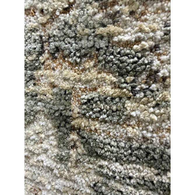 Heriz HE02 Serapi Traditional Persian Vintage Distressed Shimmer Tonal Textured Hi-Lo Space-Dyed Soft-Touch Polyester Low-Profile Short Pile Green Rug