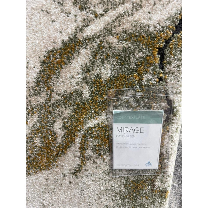 Mirage Oasis Modern Abstract Soft Hi-Lo Textured High-Density Pile Ivory/Moss Green/Ochre/Charcoal/Grey Rug