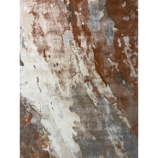 Mirage Blur Modern Abstract Soft Hi-Lo Textured High-Density Pile Terracotta/Cream/Taupe/Grey Rug