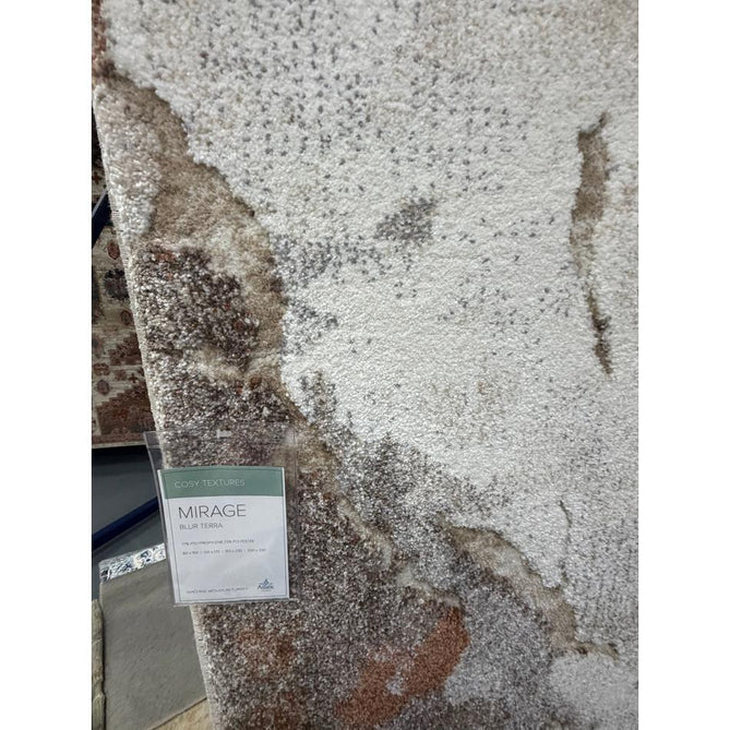 Mirage Blur Modern Abstract Soft Hi-Lo Textured High-Density Pile Terracotta/Cream/Taupe/Grey Rug