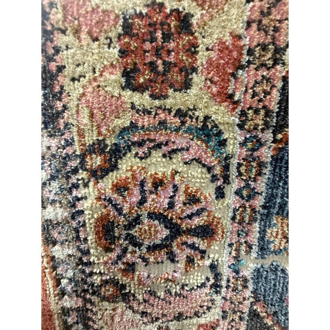 Zola Heris Traditional Persian Medallion Border Hi-Low Textured Blue/Terra/Red/Beige/Pink/Cream/Multicolour Rug