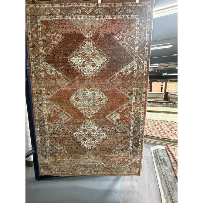Zola Tark Traditional Persian Border Hi-Low Textured Rust/Pink/Cream/Terra/Beige/Tan/Multi Rug