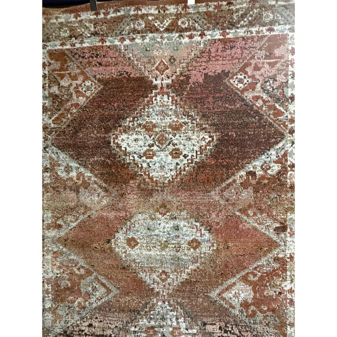 Zola Tark Traditional Persian Border Hi-Low Textured Rust/Pink/Cream/Terra/Beige/Tan/Multi Rug