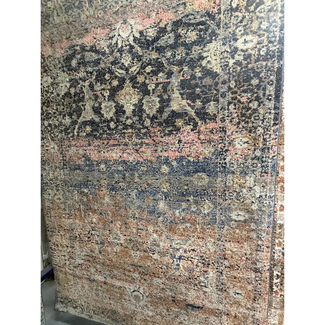 Zola Fasa Traditional Persian Ornate Floral Hi-Low Textured Charcoal/Orange/Blue/Pink/Tan/Multicolour Rug