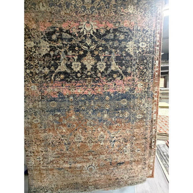 Zola Fasa Traditional Persian Ornate Floral Hi-Low Textured Charcoal/Orange/Blue/Pink/Tan/Multicolour Rug