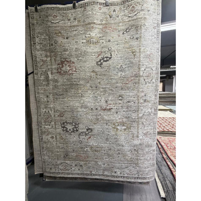 Jasper JA02 Traditional Vintage Distressed Shimmer Floral Heirloom Border Soft-Touch Polyester Low Profile Short Pile Beige Rug