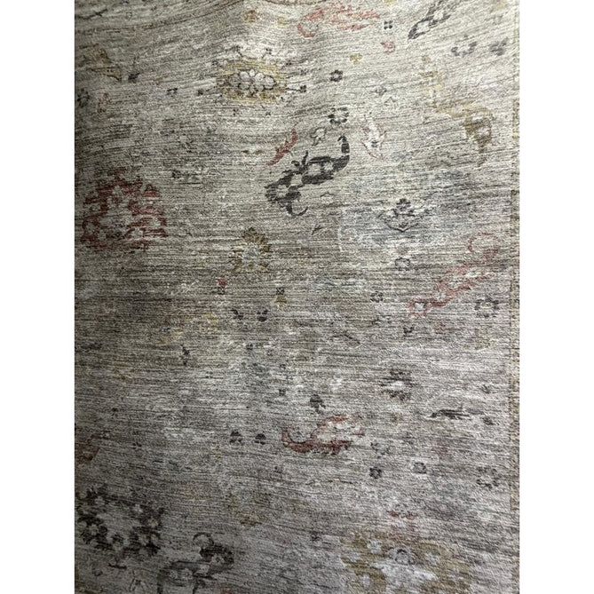 Jasper JA02 Traditional Vintage Distressed Shimmer Floral Heirloom Border Soft-Touch Polyester Low Profile Short Pile Beige Rug