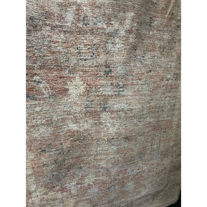 Jasper JA05 Traditional Vintage Distressed Shimmer Floral Heirloom Border Soft-Touch Polyester Low Profile Short Pile Pale Red Rug