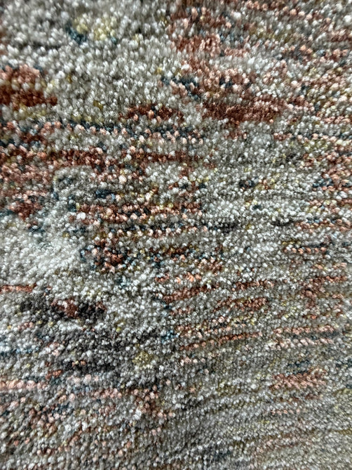 Jasper JA05 Traditional Vintage Distressed Shimmer Floral Heirloom Border Soft-Touch Polyester Low Profile Short Pile Pale Red Rug