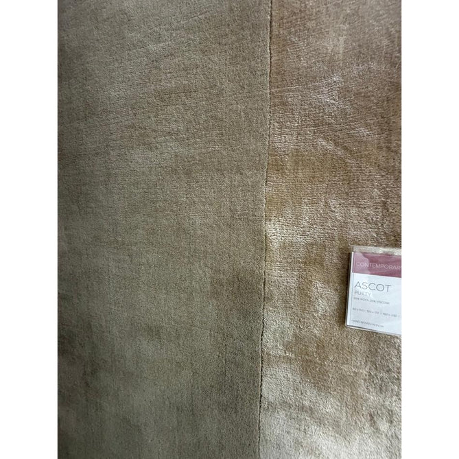 Ascot Modern Plain Hand-Woven Wool Centred Loop Pile Metallic Shimmer Wide Viscose Border Putty Beige/Champagne Rug