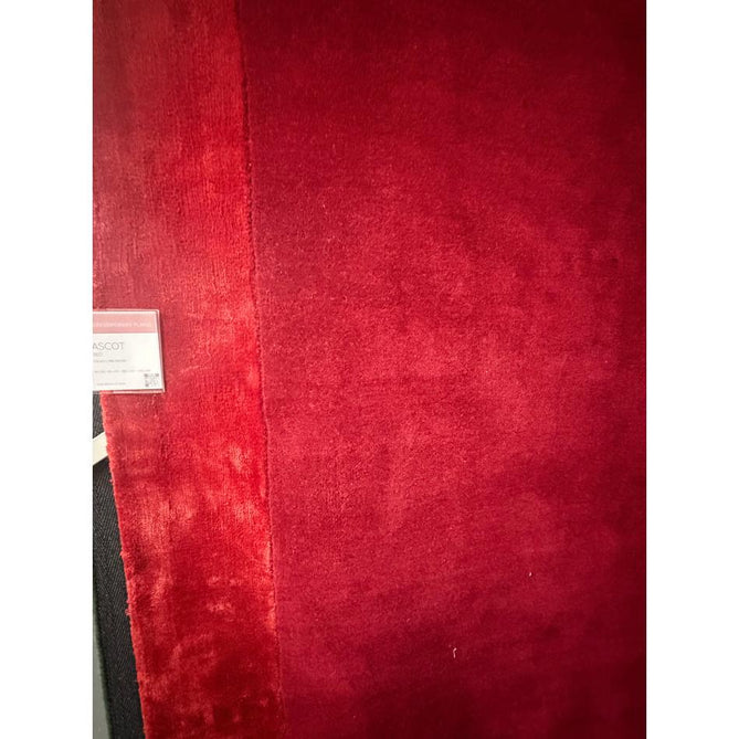 Ascot Modern Plain Hand-Woven Wool Centred Loop Pile Metallic Shimmer Wide Viscose Border Crimson Red/Ruby Red Rug