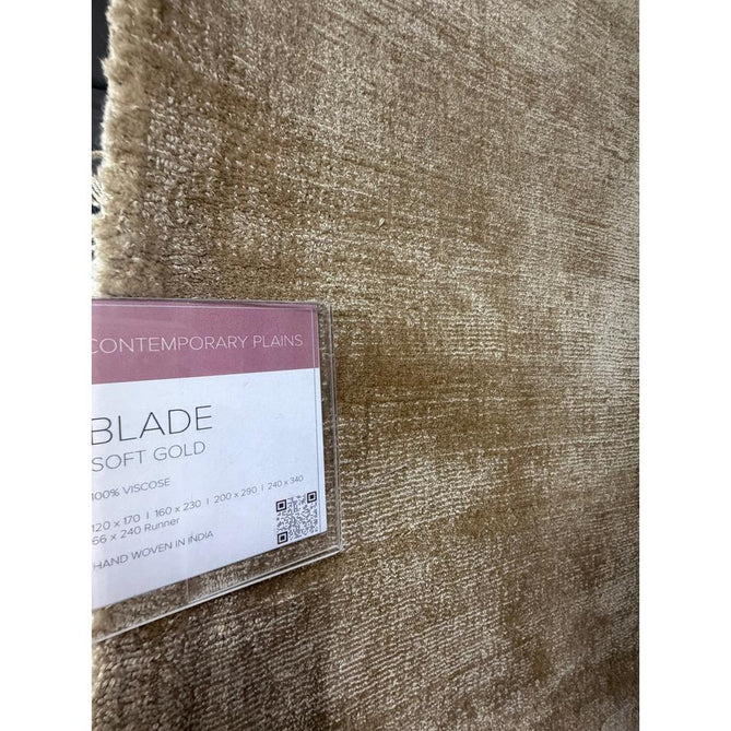 Blade Modern Plain Distressed Tonal Metallic Shimmer Hand-Woven Soft Textured Tip Sheared Loop Pile Silky Viscose Flatweave Soft Warm Golden Beige Rug