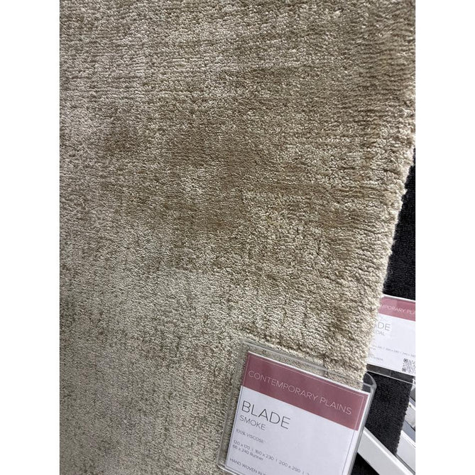 Blade Modern Plain Distressed Tonal Metallic Shimmer Hand-Woven Soft Textured Tip Sheared Loop Pile Silky Viscose Flatweave Smoke Rug