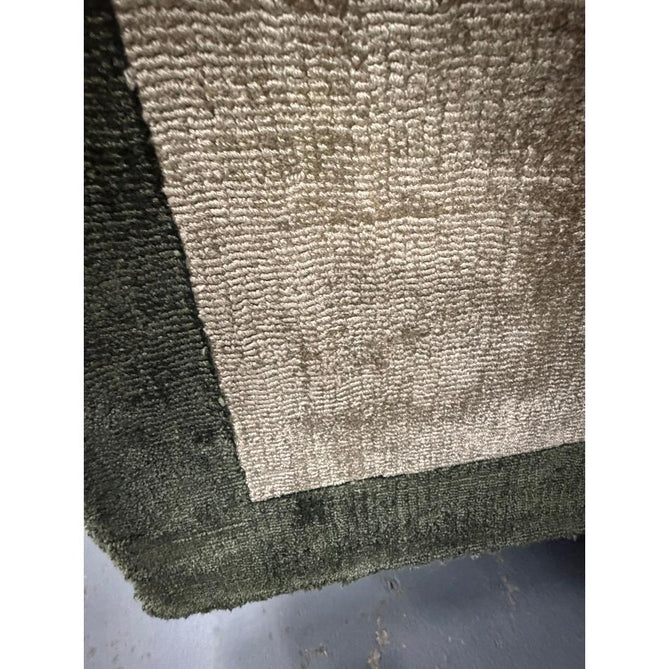 Blade Slim Border Modern Plain Distressed Tonal Metallic Shimmer Hand-Woven Soft Textured Tip Sheared Loop Pile Silky Viscose Flatweave Sage/Olive Green Border Rug
