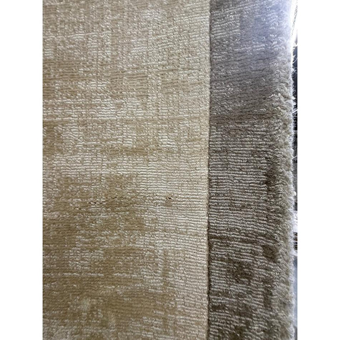 Blade Slim Border Modern Plain Distressed Tonal Metallic Shimmer Hand-Woven Soft Textured Tip Sheared Loop Pile Silky Viscose Flatweave Putty/Silver Border Rug