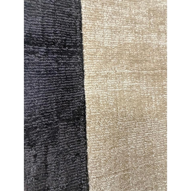 Blade Slim Border Modern Plain Distressed Tonal Metallic Shimmer Hand-Woven Soft Textured Tip Sheared Loop Pile Silky Viscose Flatweave Putty/Charcoal Border Rug