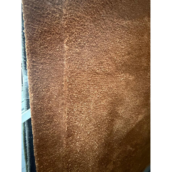 Rise Modern Plain Hi-Low Border Tonal Shimmer Hand-Carved High-Density Heavyweight Wool & Viscose Blend Rust Rug