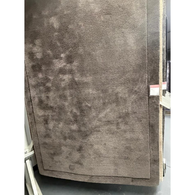 Rise Modern Plain Hi-Low Border Tonal Shimmer Hand-Carved High-Density Heavyweight Wool & Viscose Blend Charcoal Grey Rug