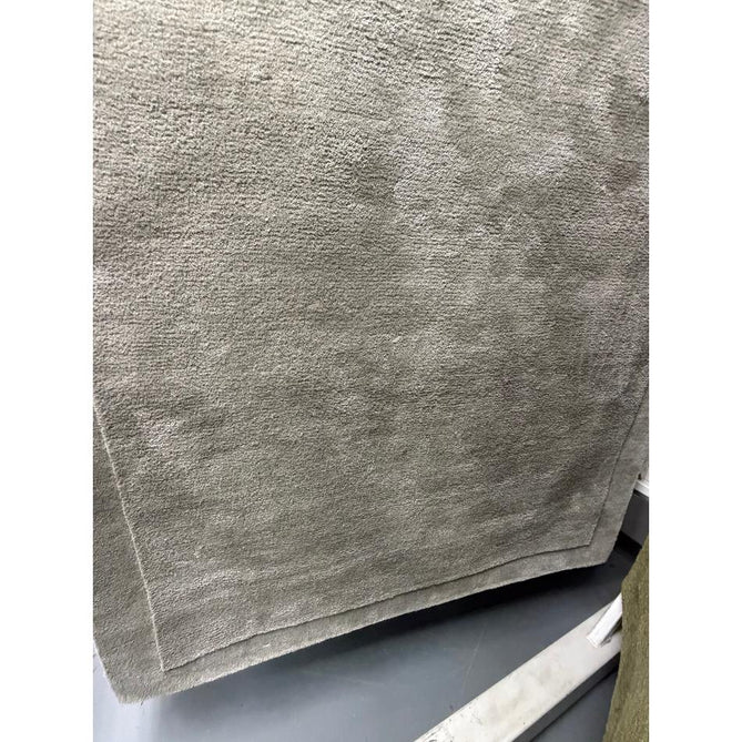 Rise Modern Plain Hi-Low Border Tonal Shimmer Hand-Carved High-Density Heavyweight Wool & Viscose Blend Silver Rug